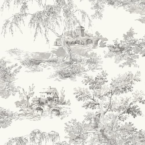 Grandeco Papier peint lisse Motif arbres Gris, A69803