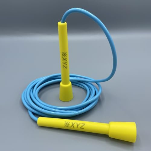 XYZ X3 10ft Adjustable Fitness Speed Rope - Cardio, Boxers, Boxing, Skipping, Speedrope, Martial Arts, MMA, Jump (Yellow/Blue)