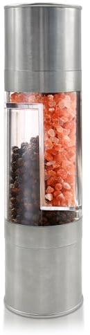 2 in 1 Salt and Pepper Grinder Set,Stainless Steel Refillable Manual Two-Head Pepper Mill Adjustable Coarseness for Spices,Sea Salts,Himalayan Or Fresh Ground Pepper