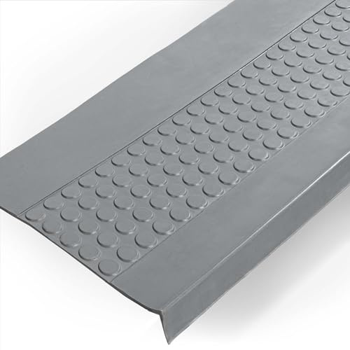 ANRO StufenMatten mit Noppen Gummi außen/innen TreppenstufenMatten mit Noppen rutschfest Treppenstufen Matten mit Noppen Grau 90x30x4cm