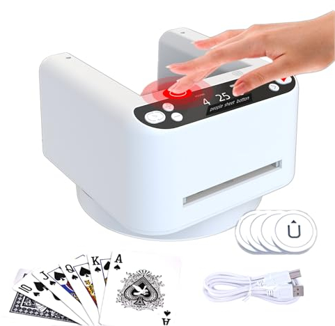 LIENE Um 360° Drehbarer Kartengeber, Bietet Platz für bis zu 8 Spieler, 5000-mAh-Akku, Geeignet für Texas Hold'em, UNO, Blackjack, Geeignet für Familienfeiern und Reisen