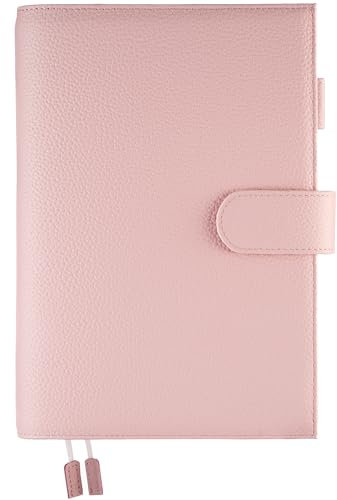 Ox Knight Lederplaner-Einband für Hobonichi Cousin, Stalogy, Midori, Leuchtturm1917 und mehr, A5, mit Stiftschlaufe, Kartenfächern, Rückentasche und Lesezeichen, (Rosa)
