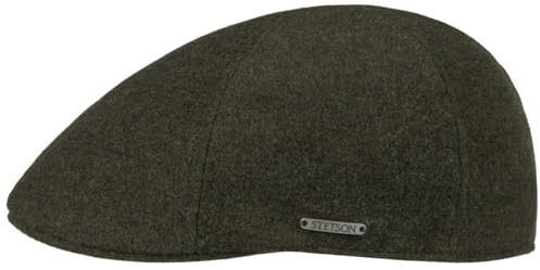 Stetson Texas Wool Gatsby Cap Herren Mit Kaschmirwolle 100% Baumwollfutter Hoher Wollanteil Edler Markenpin Doppellagiges Futterband Schirmmütze Herbst Winter Oliv XXL (62-63 cm)