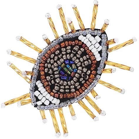 Operitacx Handmade Beaded Decorative Eye Applique Patch for Clothing DIY Embroidery Cloth Sticker Eye Iron on Patches for Bags Garment Accessories