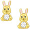 FIVE-D Kinder Ohrringe Ohrstecker Hase 925 Sterling Silber Ostern (Gold-Kristall)
