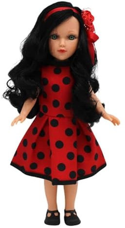 Folk Mari's Original Puppe aus der Kollektion, 35 cm. Rote Dolls mit Kleid mit Punkten.