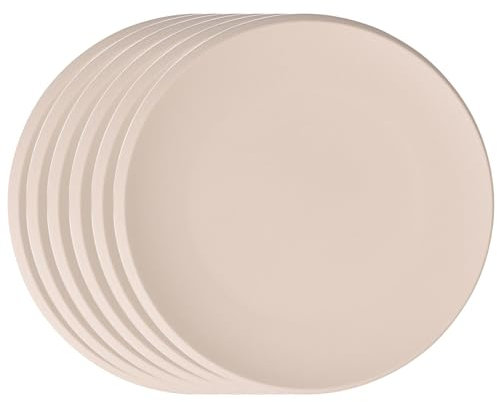 Villeroy & Boch NewMoon - Juego de 6 platos llanos (29 cm, porcelana), color beige