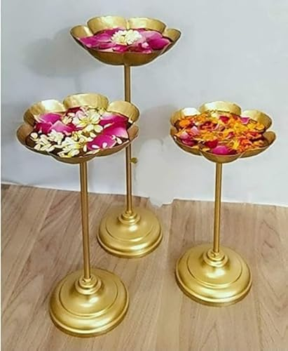 HIMANSH STORE Decorative Urli Bowl Tealight Holder Stand | Urli Stand Set of 3 for Decoration | Floating Diya Stand Home Decor Decorative Showpiece | Urli Bowl for Diwali and Pooja (Set of 3)