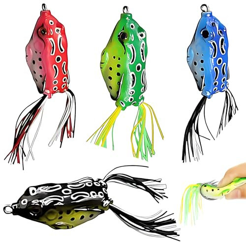 4 Stück Doppelpropeller Frösche, Topwater Frosch Kurbelköder Frosch, Angelköder Weiche 3D Augen Frosch köder mit Haken, Angeln Frosch Soft Frosch mit unkrautfreien Haken Barsch Angelköder