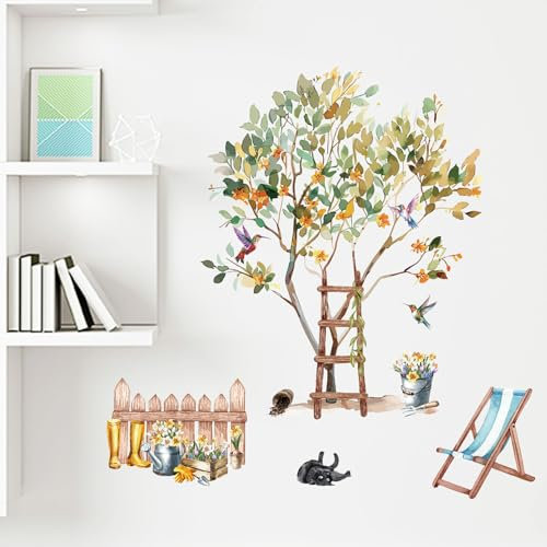 astylishome Wand Deko Wandtattoo Bunte Wandaufkleber Blumen Schmetterling Wandsticker Wanddeko für Wohnzimmer Schlafzimmer Sofa Hintergrund Windows Tür Möbel 0320