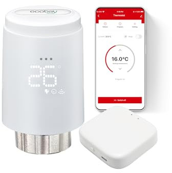 ECOBAY Smart Radiator Thermostat with Gateway, Zigbee TRV Starter Kit, Wireless Thermostatic Radiator Valve, APP & Voice Control (Alexa, Google Assistant), Energy Saving