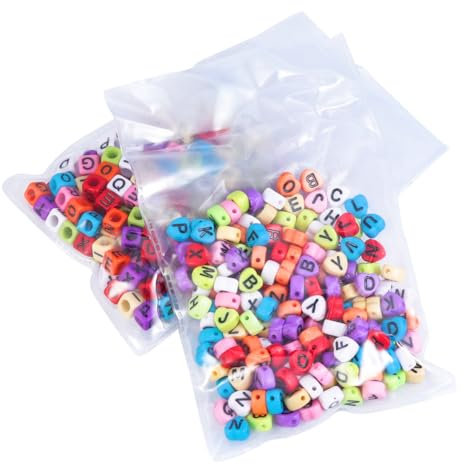 SEWACC 400 Stücke Acryl Buchstabenperlen Diy Bastelperlen Eckige Perlen Schmuckherstellungsperle Für Armband Mit Lochdesign Kreatives Perlenzubehör