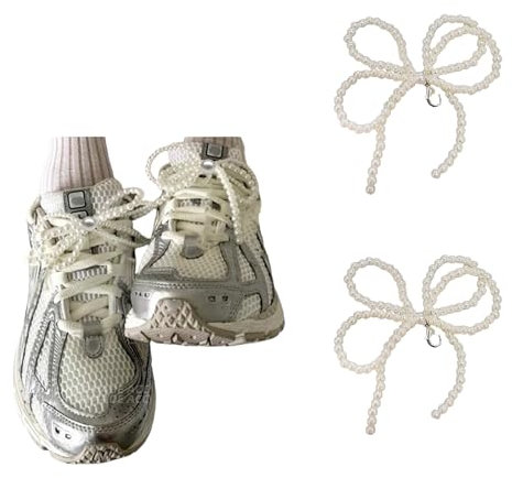 FloralGrace 2 Pièces de Noeud de Perles Bijoux de Chaussures Lacets Charms Chaîne Accessoires Pour Baskets Loisirs Pour Adolescentes Femmes Adultes