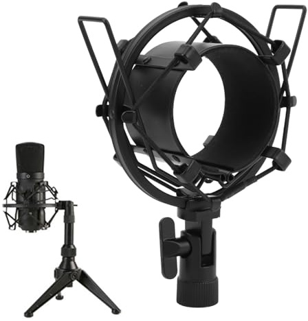 VBESTLIFE 55-65mm Universal Microphone Shock Mount, Aluminum Alloy, Black, for Microphones with Diameter 55-65mm, Easy to Use, Anti Vibration and Noise, 5/8 to 3/8 Conversion Nut