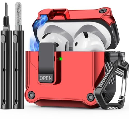 Inesore Kompatibel mit AirPods der 4. Generation, mit Reinigungsset, automatischer Schnappschalter, sicher für neue Airpods 4, Ladeabdeckung mit aktiver Geräuschunterdrückung (2024)