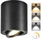 YindaLux LED Aufbauspots Schwarz 30° Schwenkbar Ø80x84mm Deckenspots Dimmbar, inkl. 5W 500LM LED Modul 230V, 3000K/4000K/6500K, Aluminium Aufputz Spots Modern Aufbaustrahler Aufbauleuchte Rund 1 Stück