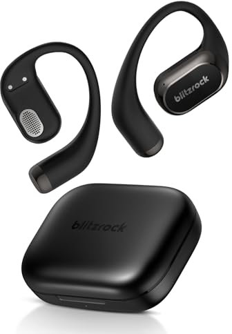 BlitzRock CT3 Pro Open Ear Kopfhörer, Reicher und Ausgewogener Klang, KI-Klare Anrufe, Sicherer Sitz, 40H Wiedergabezeit, APP-Steuerung, Bluetooth 5.4 Wireless Earbuds, IPX5, Schnellladung, Schwarz