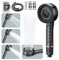 Pommeau deouche Haute Pression, Pommeau Douche Economie Deau 4 Types de Jets Pommeau de Douche Anti Calcaire avec Tuyau Douche 1.5M et Support de Douche, avec Bouton D'arrêt D'eau,Gris