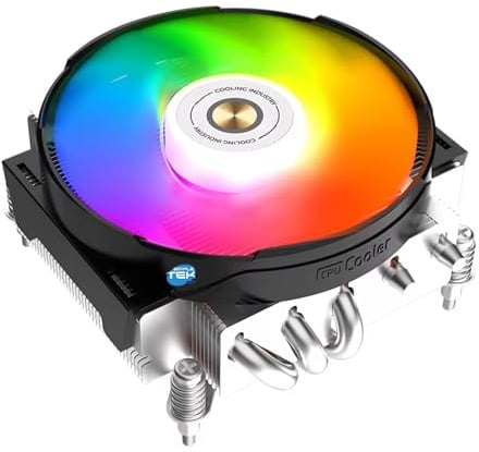 SIMPLETEK - Low Profile CPU-Kühler 48mm | 150W, 4600RPM, 66CFM | Kompatibel mit LGA 1700 1200 1366 1150 1151 1155 1156 | Schwarz