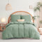WAVVE Housse de Couette 140x200 cm avec 1 Taie d'oreiller 65x65 cm，Parure de Lit 1 Personne pour lit 90x190 avec Fermeture Éclair Sets de Housse Couette en Microfibre, Vert 140 x 200
