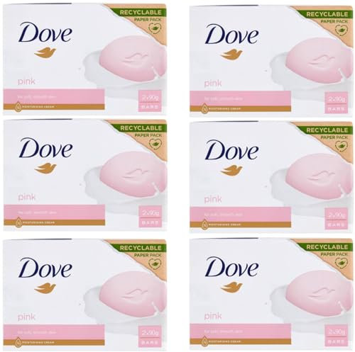 Dove Beauty Cream Bar Feste Seife, feuchtigkeitsspendend, Rosa, 2 x 90 g, 6 Stück