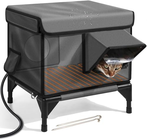 Generic Katzenhaus für den Winter im Freien, wasserdicht, sichere Fluchttür, faltbares Katzennest, isolierter Outdoor-Katzenunterstand mit Heizung für wilde Scheune, Katze, Kitty