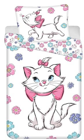 Jerry Fabrics Kinder Bettwäsche Bettbezug Wendebettwäsche 140x200 Baumwolle Kinderbettwäsche Öko-Tex Marie Aristocats