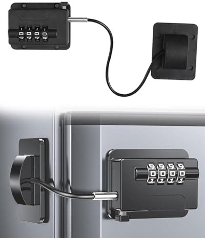 BNREOZA 1 Pieza Cerradura de Combinación para Nevera, No Requiere Taladrar, Cerradura Autoadhesiva para Niños, Cerradura de Nevera para Niños Menores de 5 Años, Para Nevera, Puertas y Ventanas,Negro