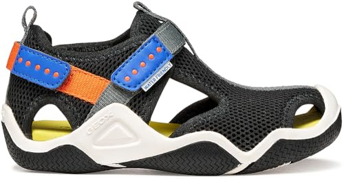 Geox JR Wader A Sandal, nero/arancione, 38 EU