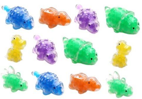 MAGICLULU 12 Stück Teiliges Dinosaurier Stressball aus Strapazierfähigem Tpr Farbenfrohes Quetschspielzeug zur Stressreduktion Handliches Sensorikspielzeug für Unterwegs