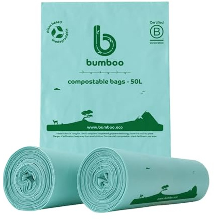 Bumboo Compostable Bin Bags, 50L, Graphene-Enhanced, Ultra-Strong