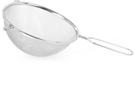 TECHNICA Küchensieb mit Griffen aus Edelstahl | Haushaltssieb Ø 220 mm mit Haken Feines Metallsieb zum Sieben Robustes Mehlsieb für Backen & Kochen Sieb mit griff Abseihsieb
