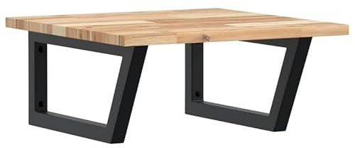 Eleganz Étagère de lavabo en bois d'acacia massif pour salle de bain, montage mural, acier et bois non traité, élégante et durable, peu encombrante et pratique