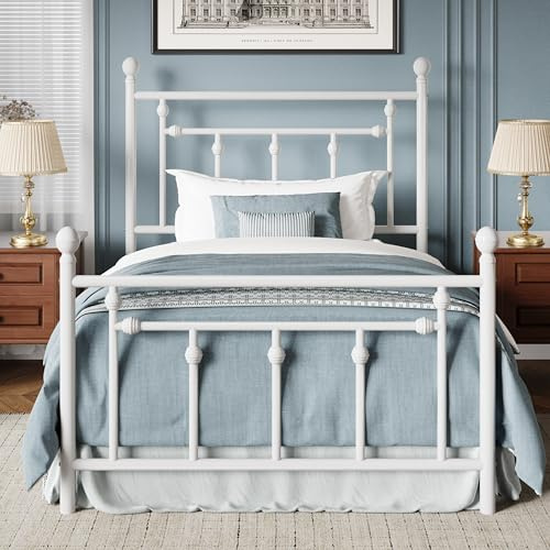 MUTICOR Metallbett 90x200 cm mit Kopf- und Fußteil, Stauraum, Weiß | Stahlrahmen, Zeitloses Design, Geräuscharm, Unterbett-Stauraum, 272 kg Belastbarkeit, Einfache Montage