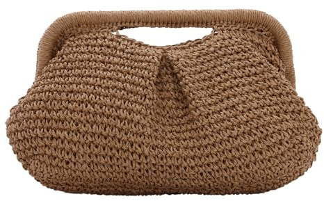 SUKUTU Straw Clutch Purses for Women Woven Cloud Dumpling Bag Summer Beach Clutch Crossbody Shoulder Handbag