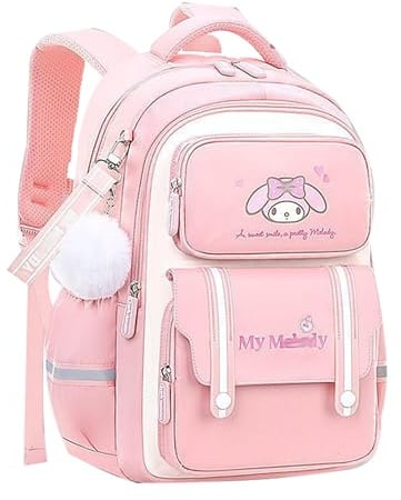 Roffatide Anime Melody Rucksack Große Kapazität Schultasche für Mädchen Jungen Teens Reise Rucksack für Grundschulschüler Rosa