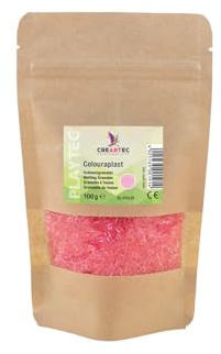 CREARTEC Colouraplast - Kunststoffperlen/Schmelzgranulat - Farbe: rosa - Menge: 100g - Ideal für Fensterbilder, Mobiles und kleine Kunstwerke - Witterungsbeständig - Made in Germany