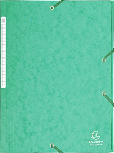 Exacompta - Réf. 17103H - 1 chemise à élastiques - pochette 3 rabats Maxi capacity - en carte lustrée - dimensions 24 x 32 cm pour documents au format A4 - couleur vert