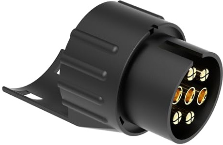 UNITEC Kurzadapter, 7 auf 13-polig, kompakter Miniadapter, einfache Verbindung zwischen Anhänger und Fahrzeug, belastbar bis 20 A, ISO 1724 und 11446, schwarz, 1 Stück