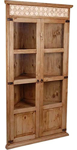 MiaMöbel Eckvitrine Mexico Möbel 103x195x55 cm Landhausstil Massivholz Pinie Honig