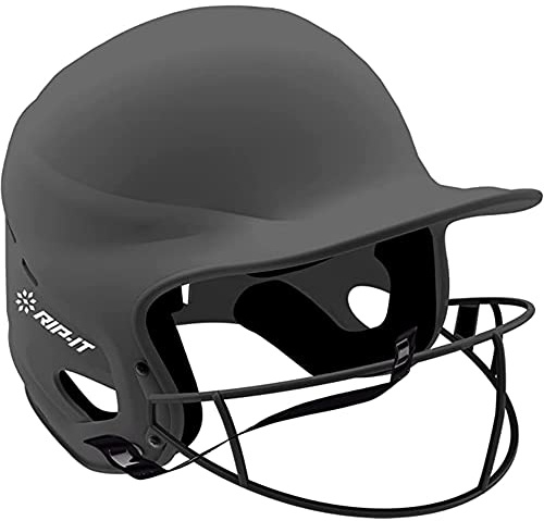 RIP-IT Vision Pro Softball Batting Helmet, Women & Girls, Matte Black, S/M