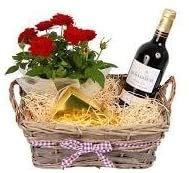 The Gift Box Fresh Rose plant, Red Wine Luxury Chocolates UK Mainland only