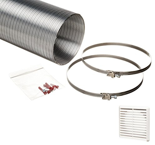 NaplesUK Universal 150mm Cooker Hood Ducting Kit Semi Rigid Aluminium 152mm Internal Diameter Hose Length 3.0 Metre With White Louvred Grille