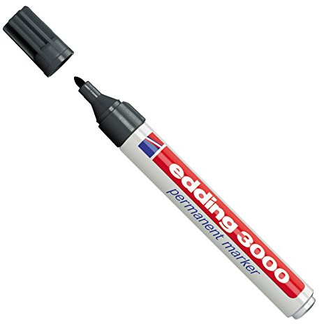 Edding Permanentmarker, Rundspitze ca. 2 mm, Grau (1 Stück, Wasserfest, Robust, Glas, Karton, Kunststoff, Metall, Papier, Zeichnen, Markieren)