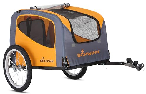 Schwinn Rascal Bike Rimorchio per animali domestici, per cani di piccola e grande taglia, leggero, con bicicletta, fino a 22,7 kg, piccolo, arancione/grigio