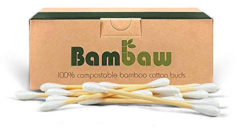 Cotton Fioc | Cotton Fioc ecologici| Tamponi di Cotone| Bastoncini in legno | Eco Friendly | Confezione di Cartoncino Riciclato|Biodegradable | 200 pezzi| Bamboo