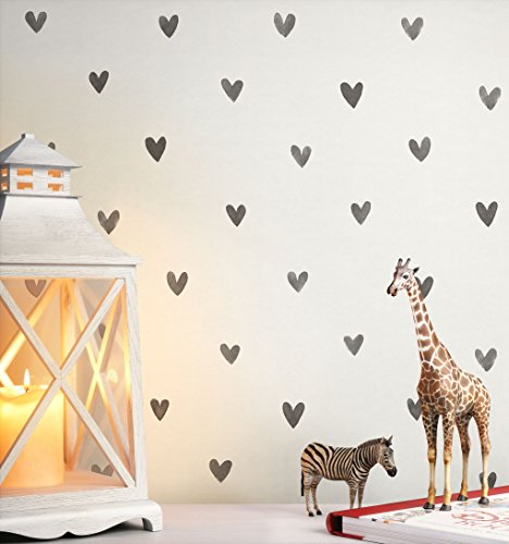 NEWROOM Kindertapete Weiß Herzchen Kinder Vliestapete Grau Vlies Kindertapete Kinderzimmer Babytapete Babyzimmer