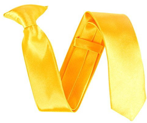 Slim 2 Satin Solid Colour Plain Safety Clip On Tie (Marigold)