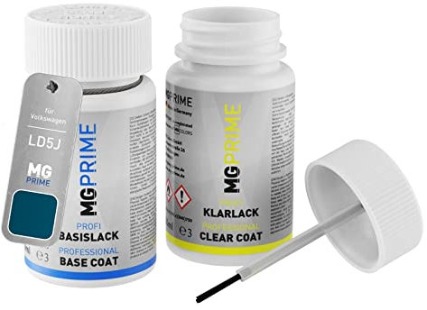 MG PRIME Autolack Lackstift Set für Volkswagen VW LD5J / D5J / F9 Carribean Blue Metallic Basislack Klarlack je 50ml