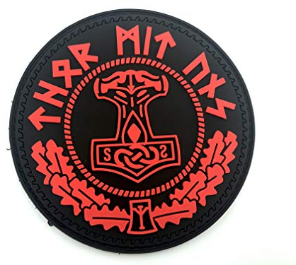 Thor's Hammer Mjolnir Viking Red PVC Airsoft Paintball Patch